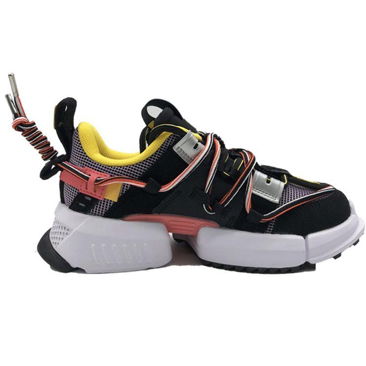 Li Ning Pangu 2019 New York Fashion Week Stoßdämpfung Rutschfest Abriebfest Low-Top Sportliche Freizeitschuhe Damen Sneaker Schwarz Rot AGLP088-10