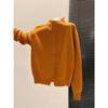 Autumn and Winter Single-breasted Long-sleeved Semi-turtleneck Top Temperament Women's Long-sleeved Cardigan Jacket Wool Knitted Sweater