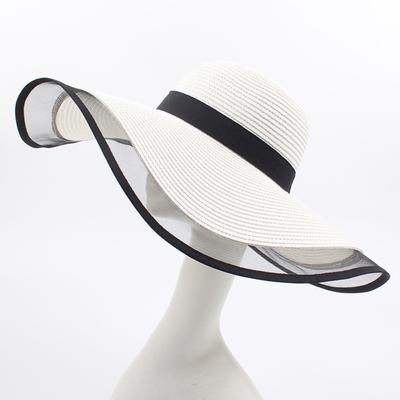 Elegant Soft Foldable Straw Hat Mesh Wide Edge Beach Hat Sunscreen Summer Hat Women