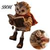 Houdende Boek Uil Beeldje Vintage Lezen Beeldje, Planken Zitter, Ronde Bril Retro Dier Beeld voor Boekenkast, Schouw, Huis, Kantoor, Cadeau