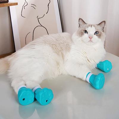 Protezione Artigli Gatto Scarpe da Bagno Alimentazione Copripiedi Anti-Graffio per Gatti Toelettatura Animali Coperte Zampa in Silicone Stivali