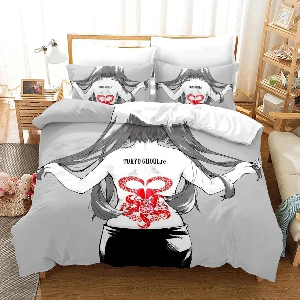 3D Printed Cartoons Tokyo Ghoul Kaneki Ken Bedding Set Duvet Cover Double Twin Full Queen King Adult Kids Bedclothes Quilt Cover