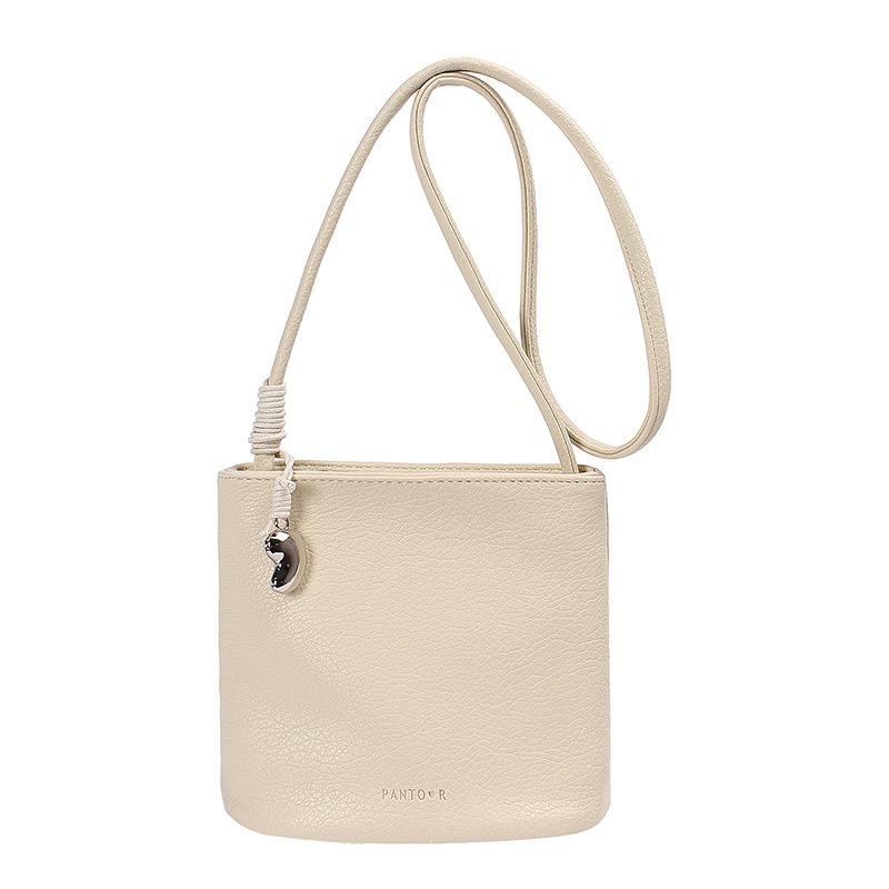 Small Bag Summer Minimalist and Versatile Shoulder Messenger Bag Women's Mobile Phone Bag Lychee Pattern Bucket Bag