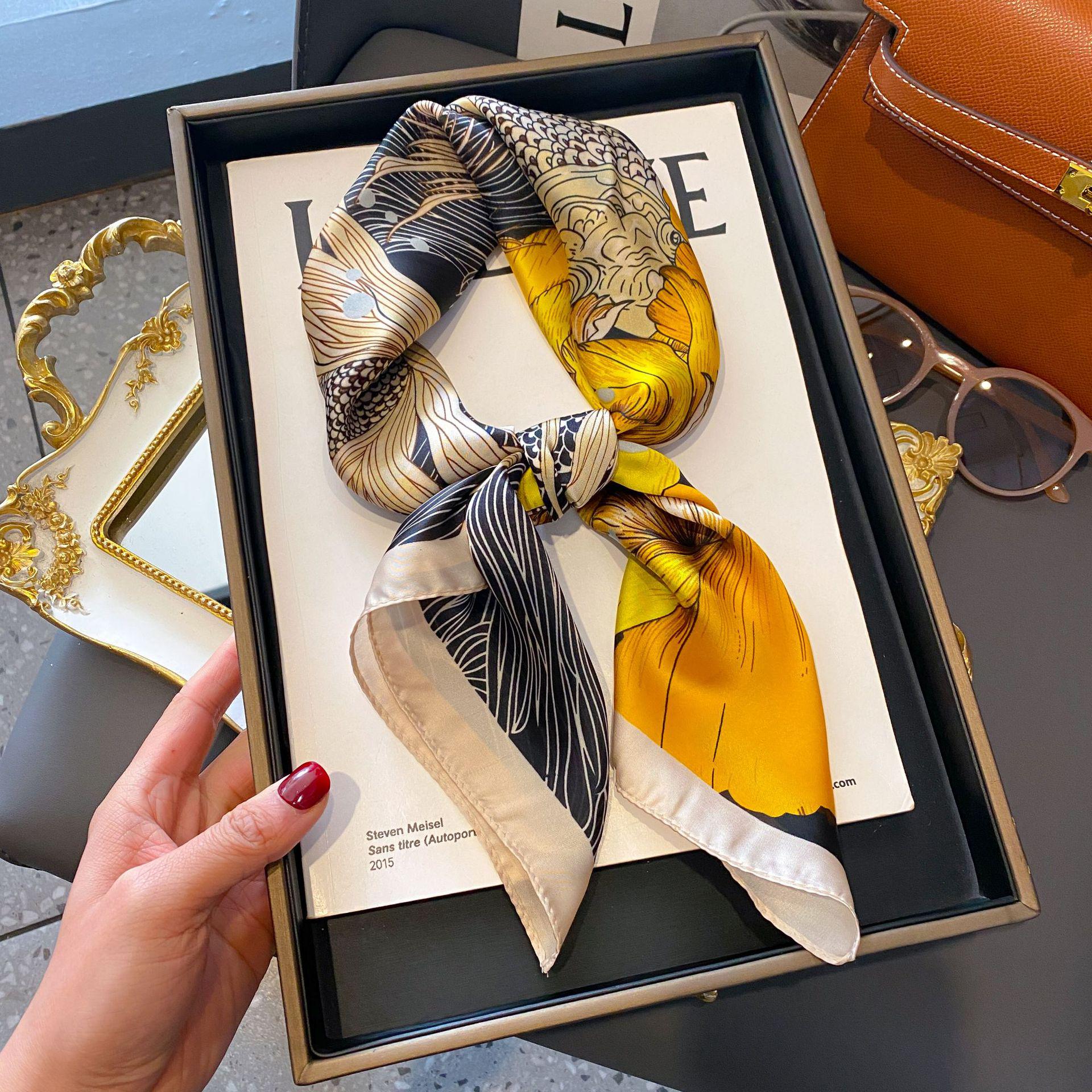 

Женский высококачественный шелковый шарф в корейском стиле, универсальный декоративный галстук-лента 70*70