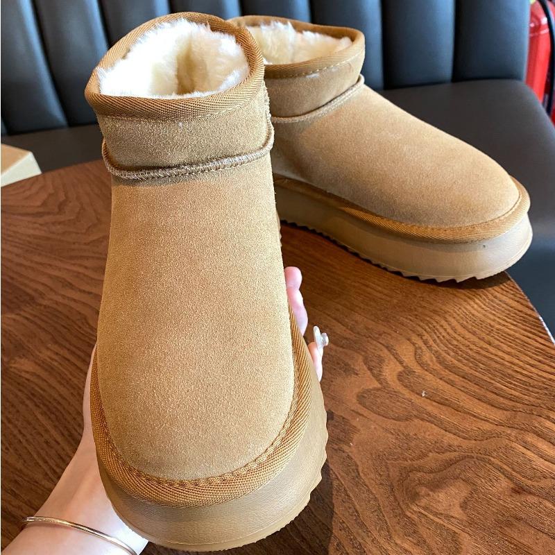 Clearance special leather thick-soled snow boots for women, winter new velvet warm snow boots for women