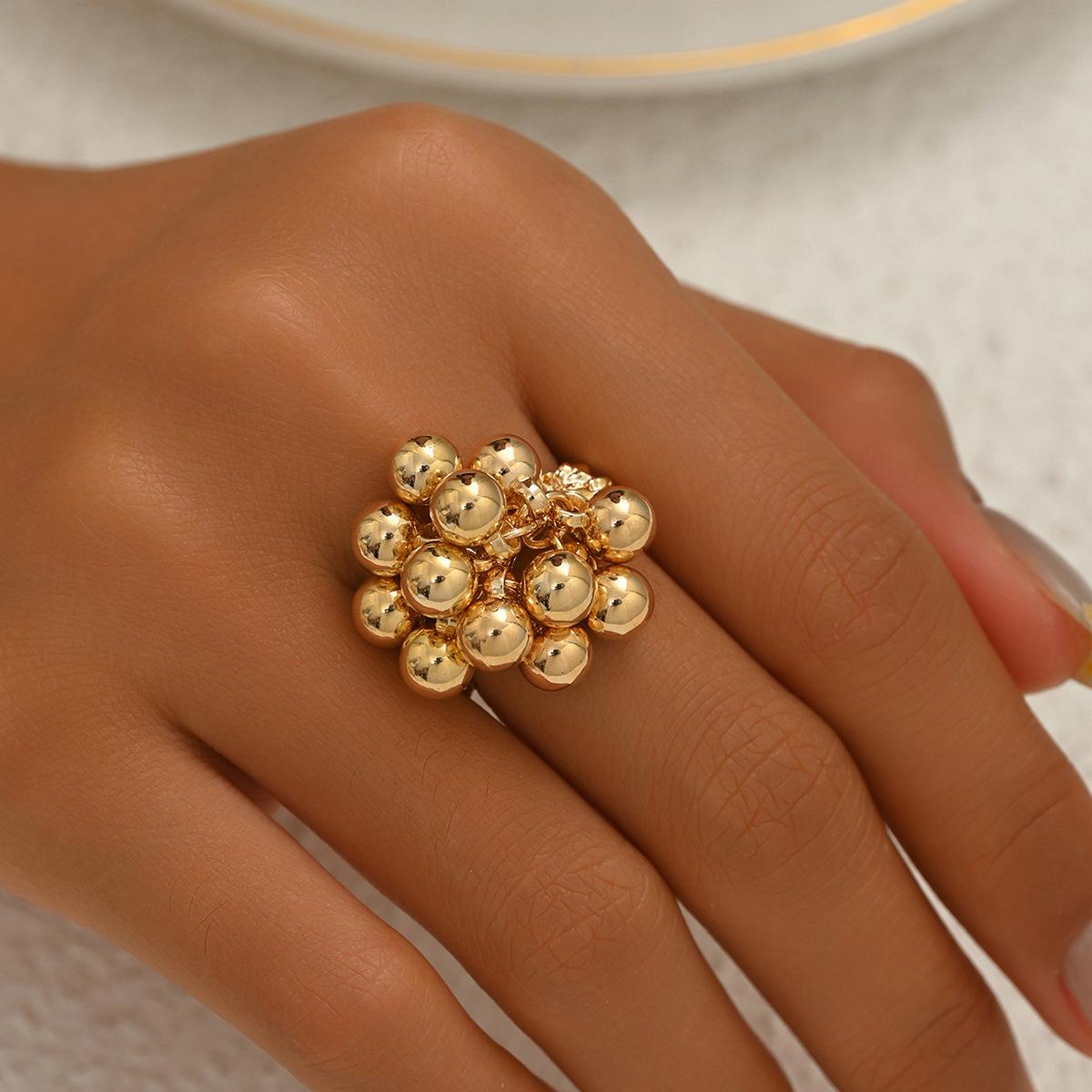 

2025 new fashion style women s jewelry, geometric exaggerated metal design ring versatile opening adjustment