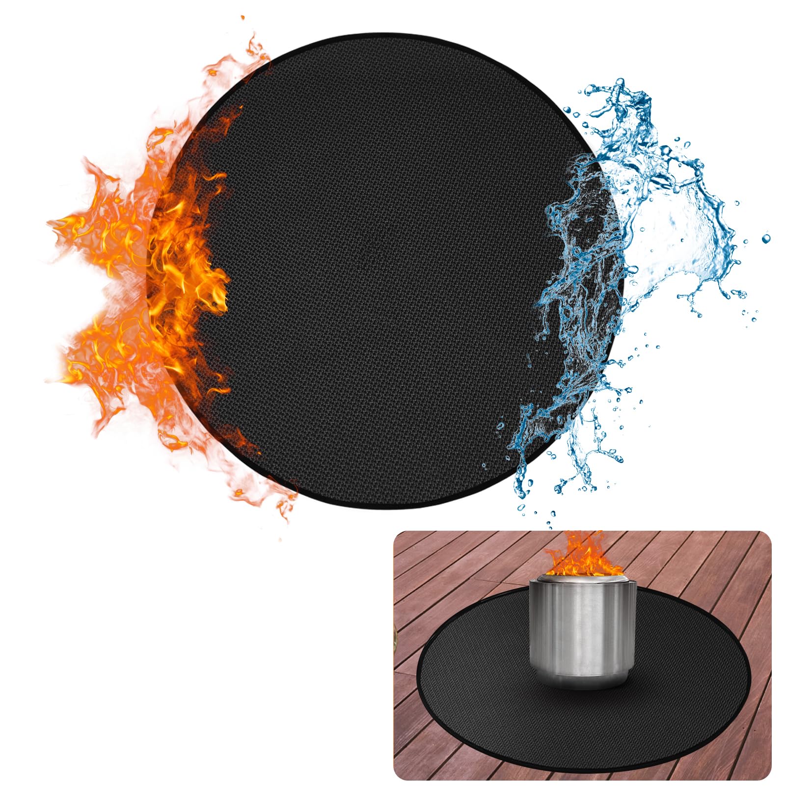 

Round Fireproof Mats for Under Grill 3 Layers Pads to Protect Your Outdoor Decks Patios Surfaces Durable Fire Pit Mats for BBQ 39in 99cm