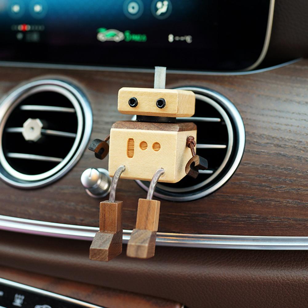 Hot Shaking Wooden Man Figurine Car Decoration Small Ornaments Leg-swinging Robot Figurine Cute Wood Man Car Good Ornaments