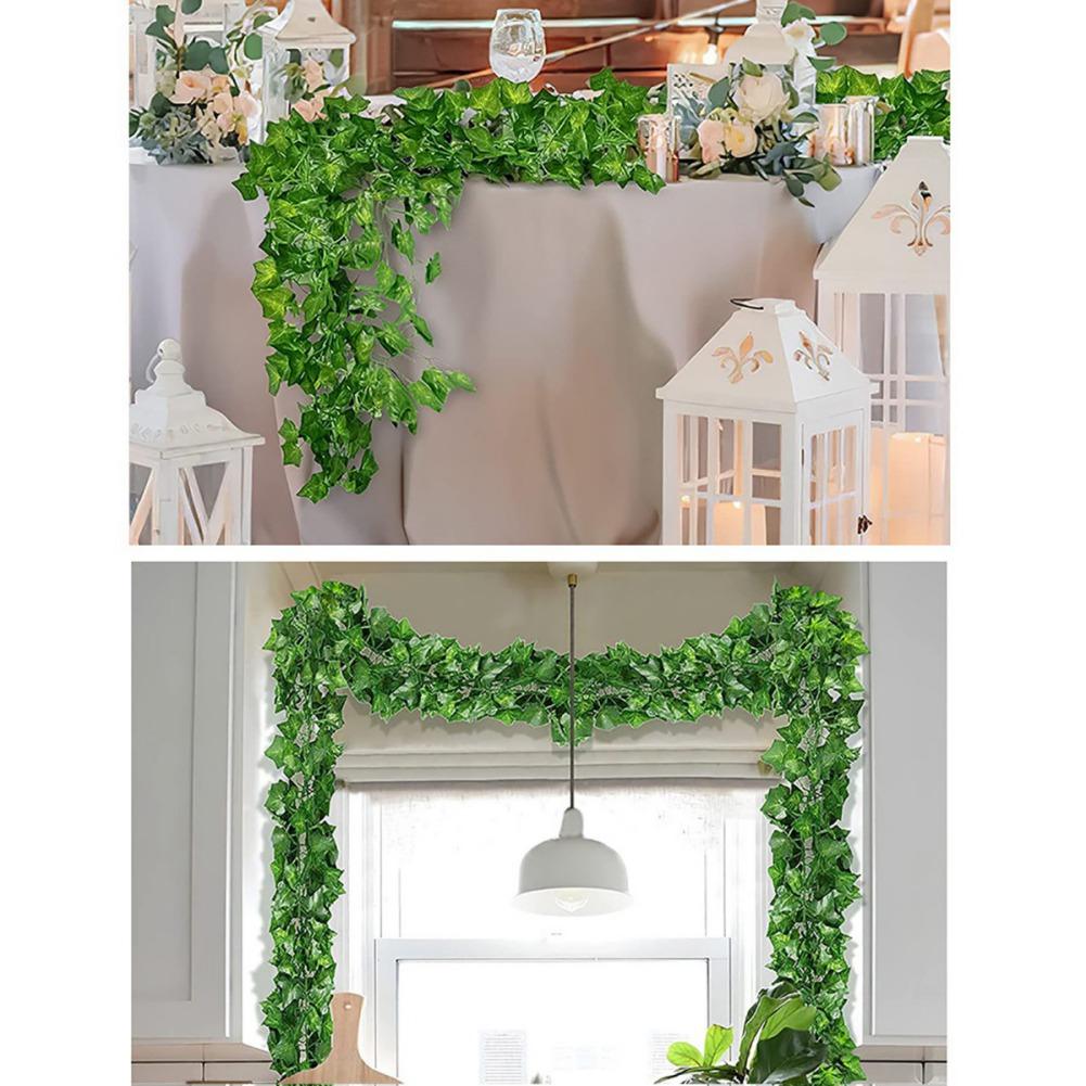 Ghirlande Edera Artificiale Verde - 4 Pezzi Da 2 Metri, Decorazione Per Interni Ed Esterni - Foto 2