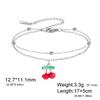 Cazador Enamel Red Cherry Charm Bracelet For Woman Stainless Steel Double Layer Beads Chain Fashion Fruit Jewelry Gift