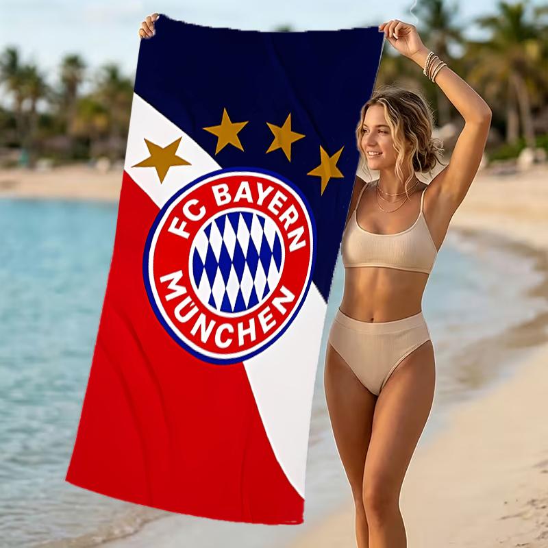 Beach Towel with FC Bayern München logo Pattern - soft,absorbent,machine washable Lightweight&Modern,swimming,Travel Essentials