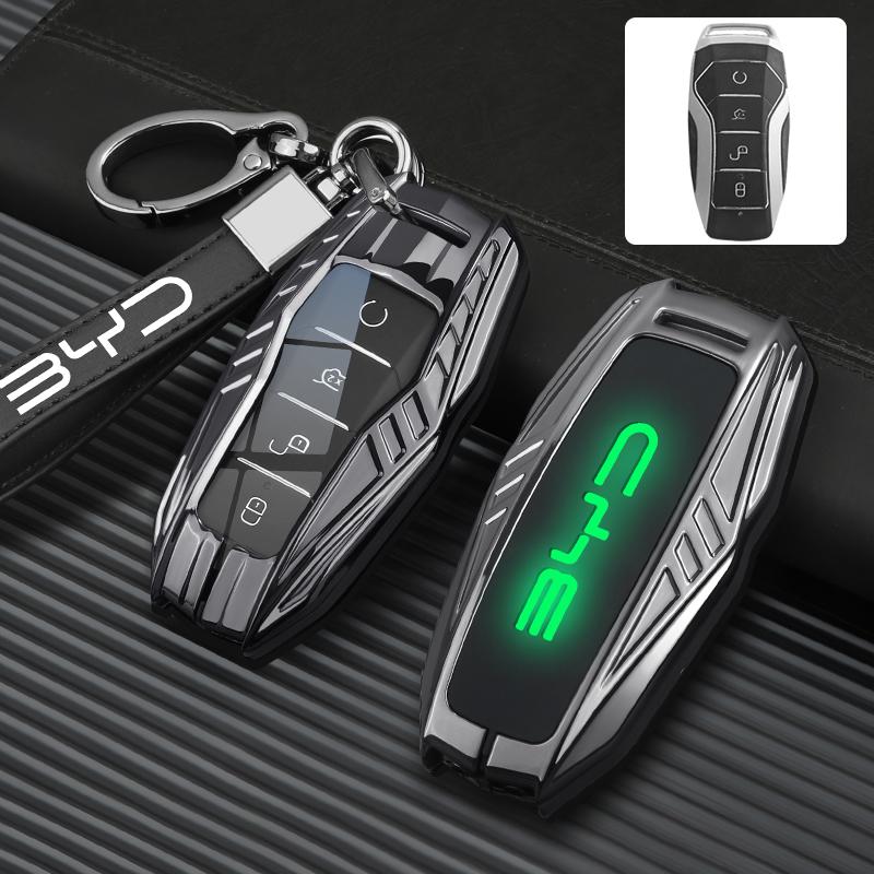 Car Zinc Alloy Leather Key Case Cover For BYD Atto 3 Han EV Dolphin Lied Tang Dm Qin PLUS Song Pro MAX Yuan Keychain Accessories