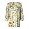 Women's Fashionable Casual Round Neck T-Shirt With Floral Print And Three-Quarter Sleeves