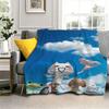 Cartoon Kawaii I-Inoue Cute Cat T-ToroS Flannel Blanket Soft Throw Blanket Art For Home Decor Bedroom Bed Sofa Picnic Fans Gift