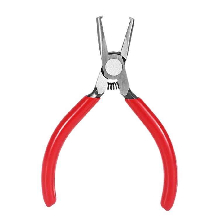 Compact Guitar Fret Removal Tool 4.7 Inch Flat Jaw Metal Pliers with Red Grip Handles for Refret Repair Tasks Use