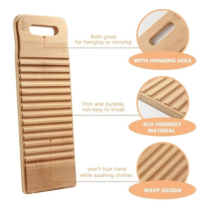 Practical Bamboo Washboard Durable Ridged Surface Easy Carry Handle For Home Laundry Cleaning Tools Washboard