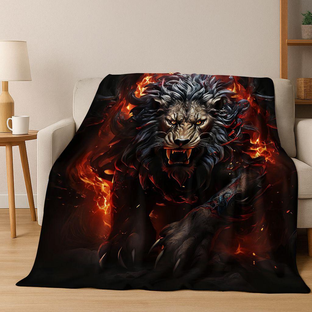 26 Style Wild Animal Lion Beast Cartoon Flannel Blanket,Warm Cozy Soft Throw Blanket for Home Bedroom Bed Sofa Picnic Cover Kids