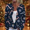 Women's Christmas Print Long Sleeve Knit Cardigan with Buttons for Holiday