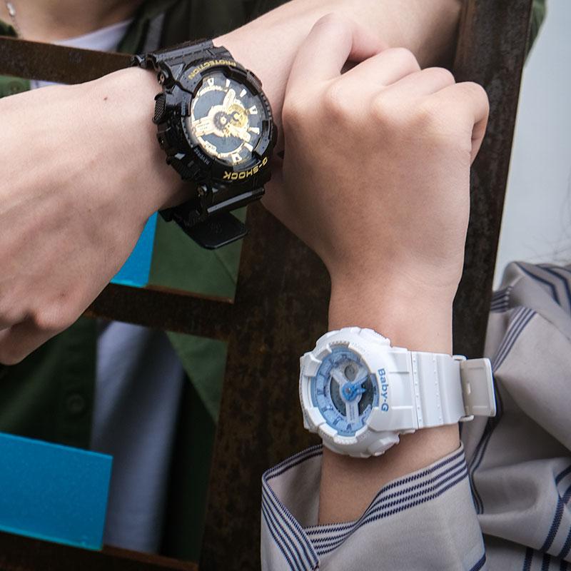 Casio watch series-GABA fashion trend sports waterproof and shockproof quartz movement resin strap Japanese and Korean BA-110BE-7APR+GA-110GB-1APR