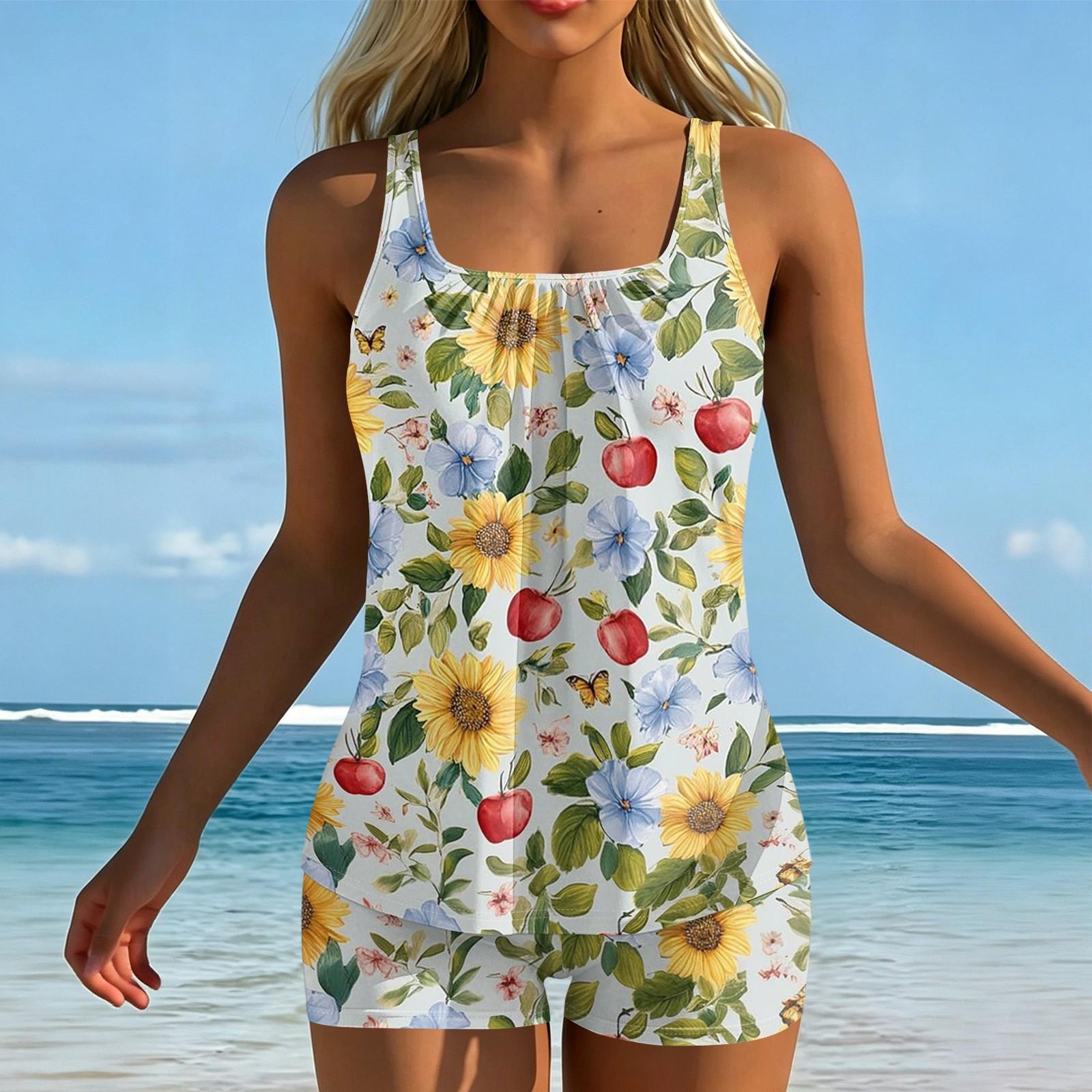 

Women s Printed Split Swimsuit Sport Swimsuit Two-Piece Set XL