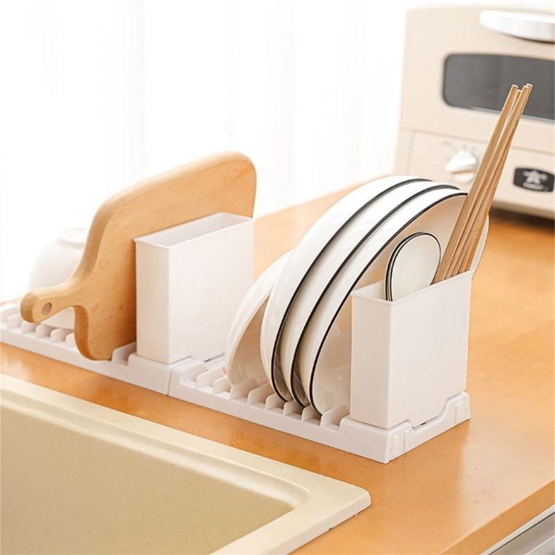 Multipurpose Dish Drainer Storage Rack Portable Dish Drying Stand with Adjustable Feet for Kitchen Organization