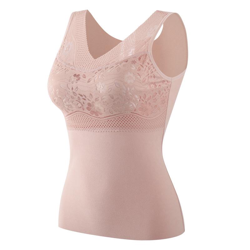 Autumn and Winter New German Velvet Lace Seamless Vest Primer Velvet Thickened Women's Vest Thermal Underwear