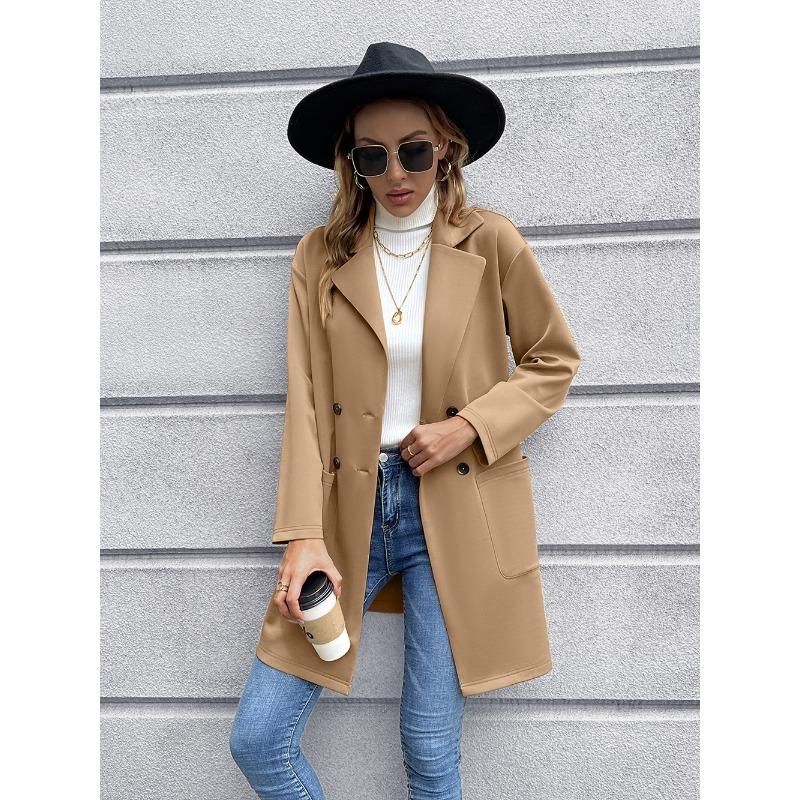 Women's Jacket Autumn Medium-length Cardigan Double-breasted Knitted Blazer