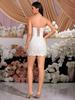White Lace Strapless Bodycon Mini Dress - Waist-Cinched Elegant Style for Formal Banquets and Parties