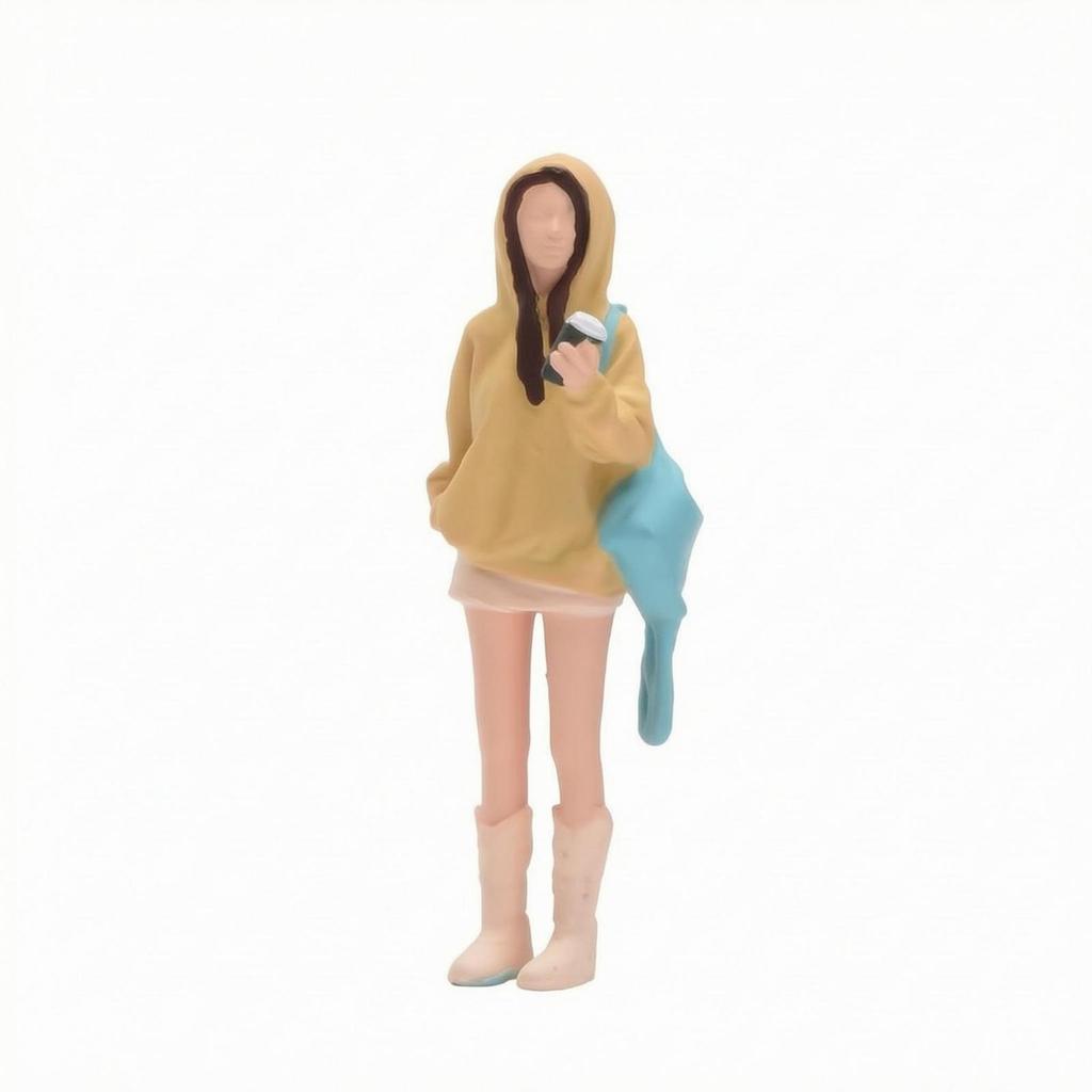 1:64 Scale Hooded Girl Figurine Hand-Painted Miniature Standing