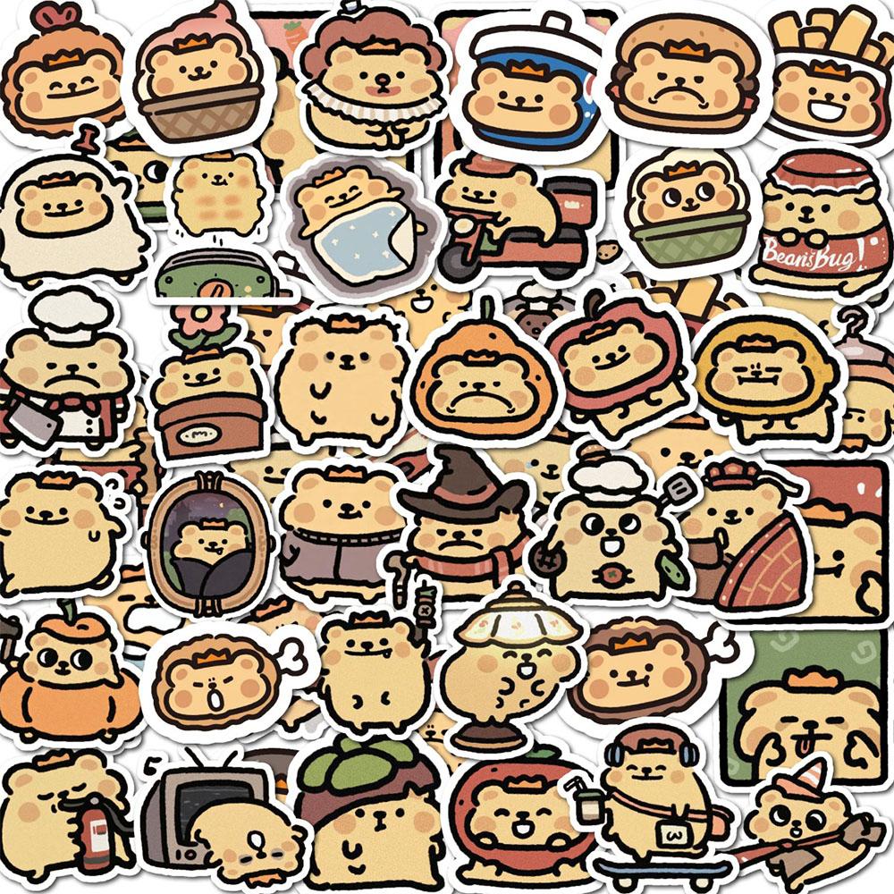 50/100/200Funny and comical yellow bear doodle stickers self-adhesive irregularly shaped paper material suitable for skateboards mobile phones guitars T-47A-1-50Pcs