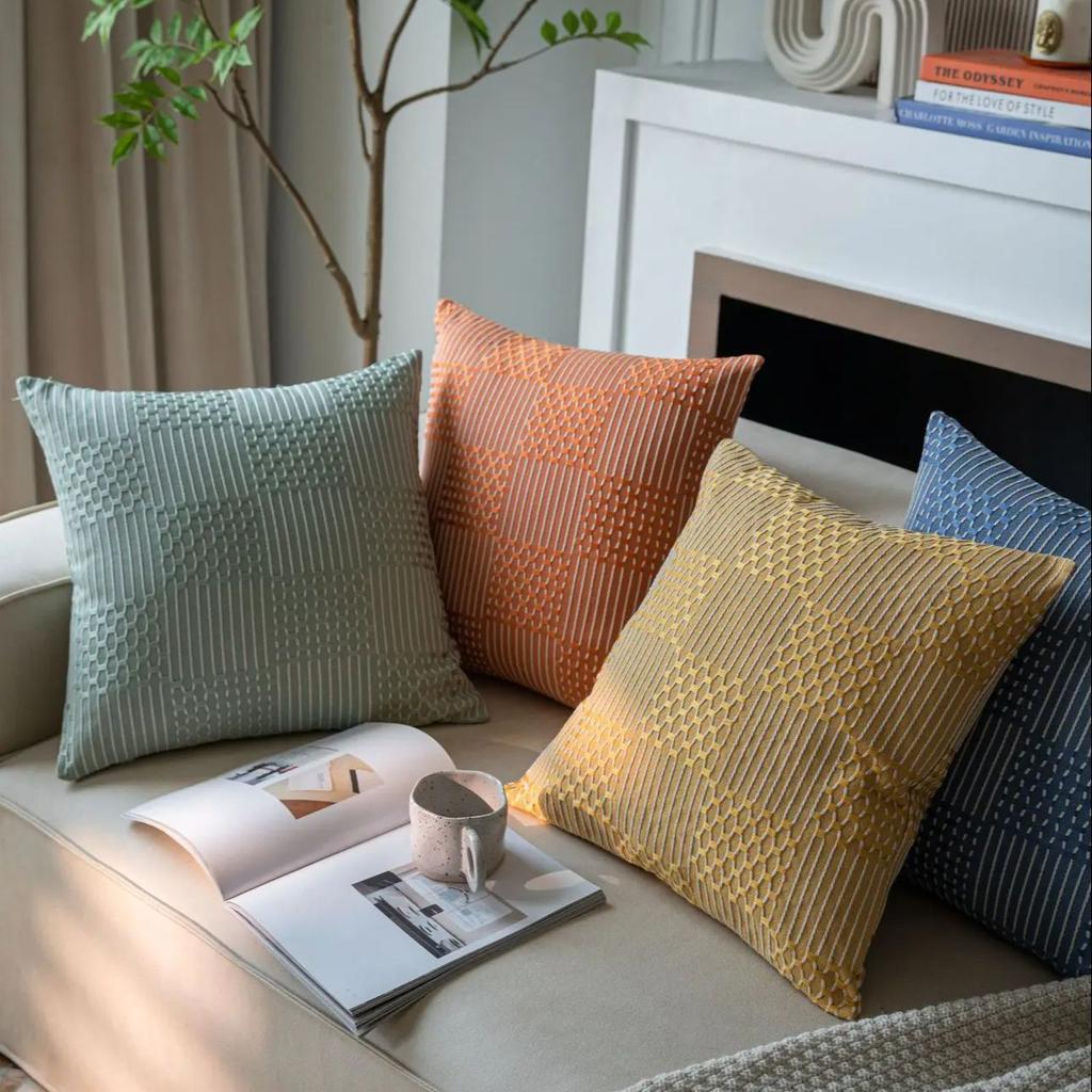 Textured Weaving Throw Pillow Covers Boho Farmhouse Geometric Cushion Cover for Home Living Room Couch Bed Chair Decor
