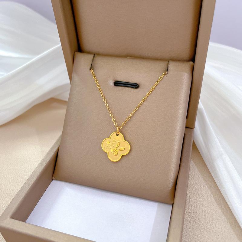 Popular Element Personality Minimalist Wind Furnace Real Gold Necklace Female Collarbone Chain