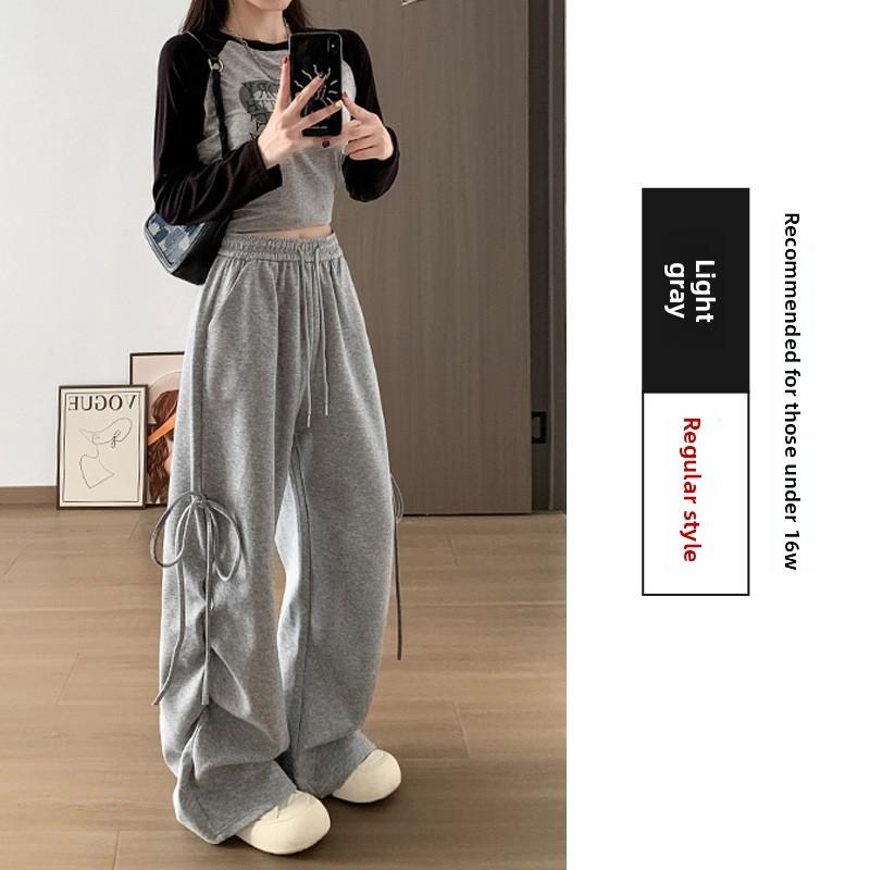 Womens Retro Casual Pants With Wrinkle Detail And High Waist For Spring Comfort