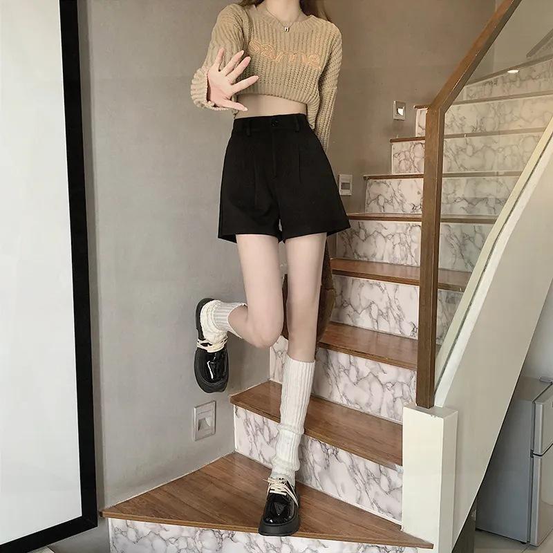 Women's A-line Woolen Bootcut Shorts - High Waist, Thickened, Loose Fit for Autumn/Winter 2024