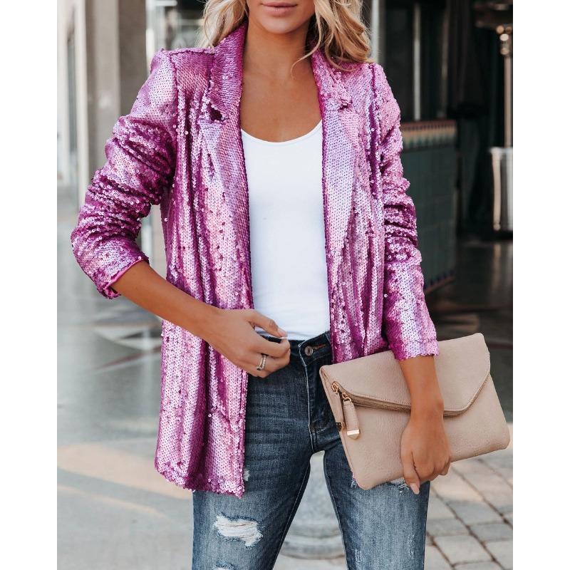 GMXIA Damen Vintage Casual Solid Color Print Frühling Herbst Langarm Polokragen Jacken & Mäntel