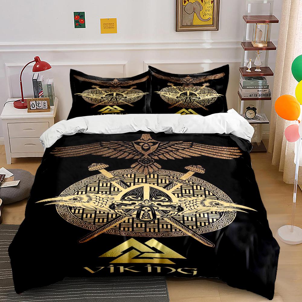 Viking Themed Black Bedding Set Bedding set (1 duvet cover, 2 pillowcases, duvet not included)