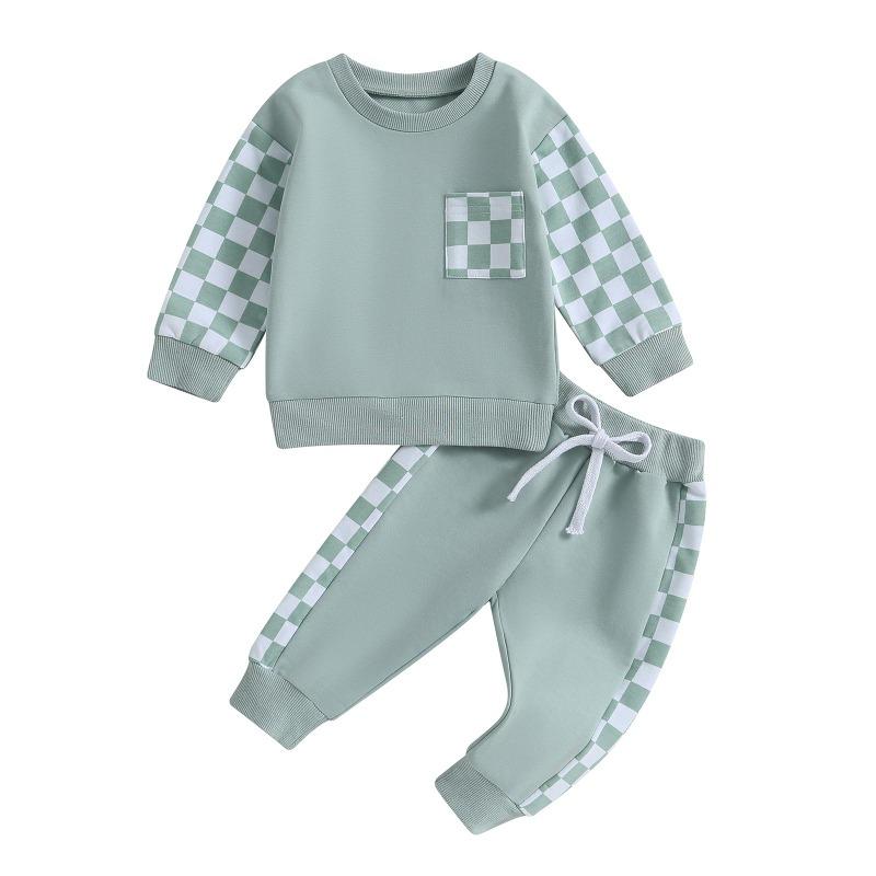 Baby Boy Clothes 6 9 12 18 24M 3T Outfits Pants Set Patchwork Hoodie Letter Printed Sweater Fall Winter Outfit