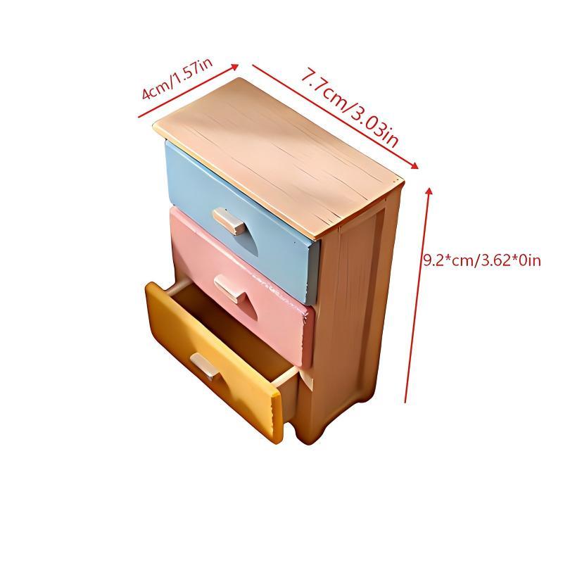 §Miniature Drawer Cabinet Bedside Table Ornament 1/12 Dollhouse Furniture Decoration Dolls House Micro Scene Photography Prop