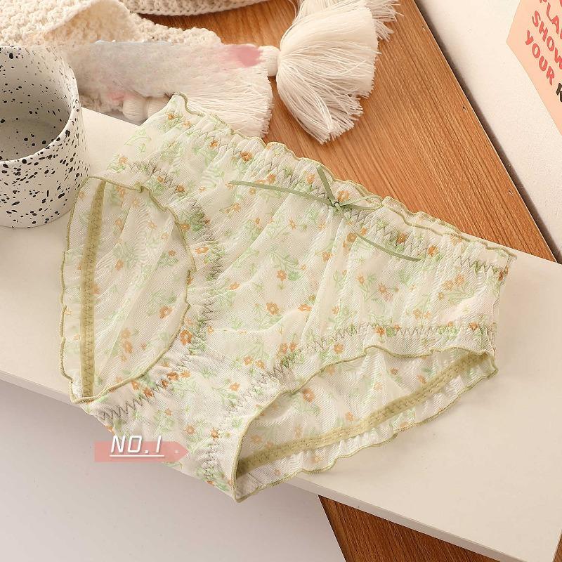 

Сетчатое цветочное свежее кружевное сексуальное нижнее белье чистое желание сладкие дышащие женские треугольные трусики со средней талией one size