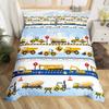 Construction Tractor Truck King Queen Duvet Cover Excavators Crane Bedding Set Vehicle Quilt Cover Polyester Comforter Cover