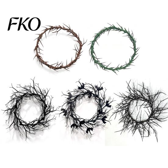 Eerie Thorns Decoration Wreath, Realistic Spiked Branches, Halloween Horror Theme Decoration, Door Hanging Dead Branch Spooky for Haunted House