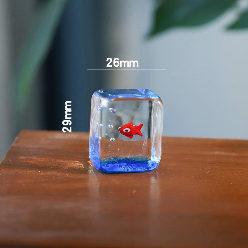 Creative Mini Handcrafted Glass Fish Figurine Cute Transparent Fish Ornaments Desktop Decoration Home Office Decor Figurine New