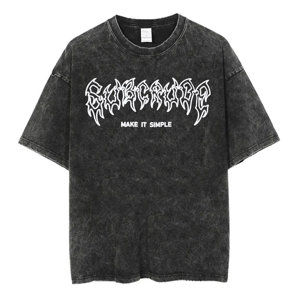 Washed Cotton T Shirt Women Vintage Cotton T-shirts Harajuku Gothic Streetwear Soft Tees Girl Loose Fashion Print Tops Unisex