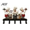 Decorative Chef Figurine Rack Metal Kitchen Wall Hanger with Chef/House/Gnome/Train Elements, Hanging Hooks, Organizer Mounted Storage for Utensils