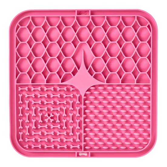 Silicone Dog Lick Mat with Suction Cup Anxiety Relief Pet Food Mat S розовый