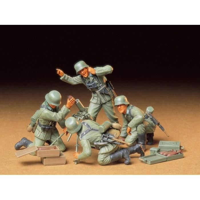 Tamiya 1/35 Military Miniature Series No.193 German Army Infantry Mortar Team Model Kit 35193 Green 15.6cm x 17.2cm x 2.6cm