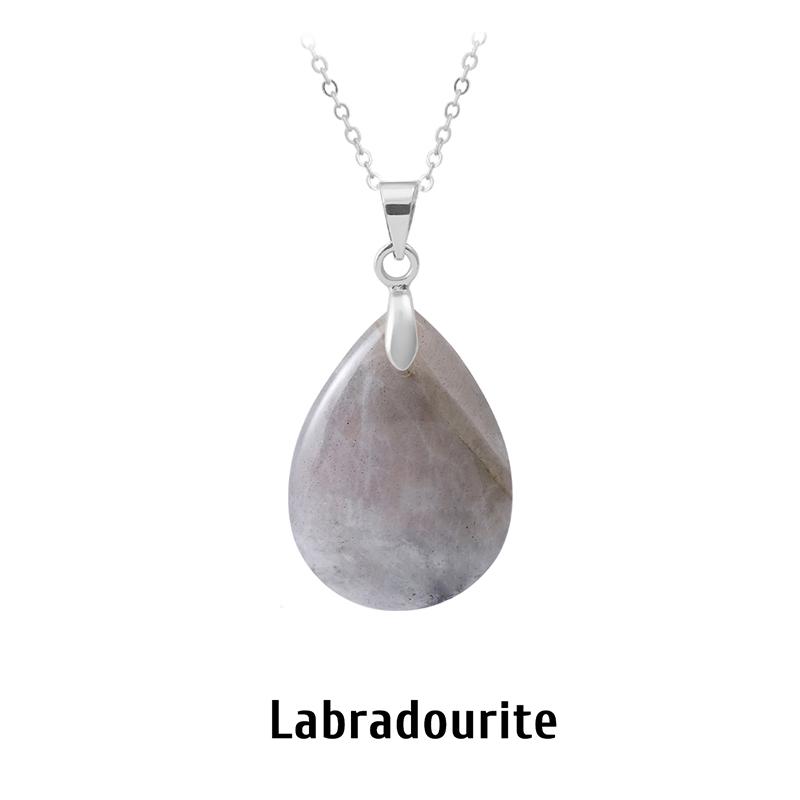 New Fashion Natural Stone Crystal Pendant Teardrop Simple Pendant Necklace Earrings Making Jewelry With Chain Collar