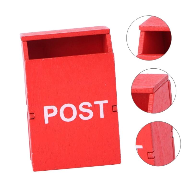 Wooden Doll House Holiday Decoration Set With Carved Door Pine Wreath Mailbox For Christmas Village Scene Setting