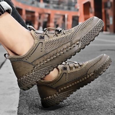 Handmade Men's Summer Sneakers Breathable Men Mesh Shoes Outdoor Casual Flats Comfortable Walking Treking Shoes Hollow Out Shoes