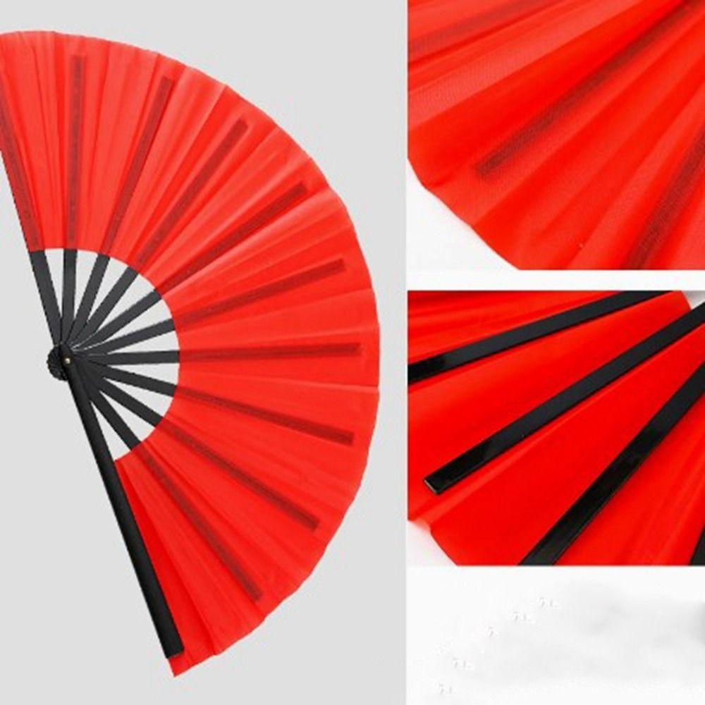 Ventail Chinois Tai Chi Yoga Kung Fu 33cm Os en Plastique Pliage à la Main Ventail de Scène Décoration de Mariage Fête